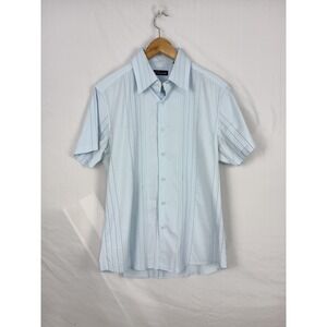 7 DIAMONDS Men's XL Bowling Shirt Geometric Lines All Over Design Button Up